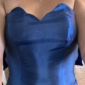 Scalloped Strapless Mermaid Evening Gown